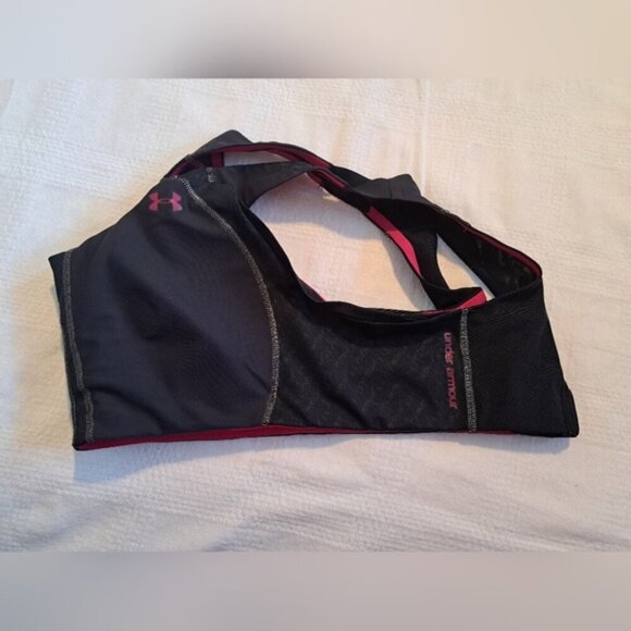 Under Armour women's size 36C black with pink sports bra EUC - Picture 6 of 7
